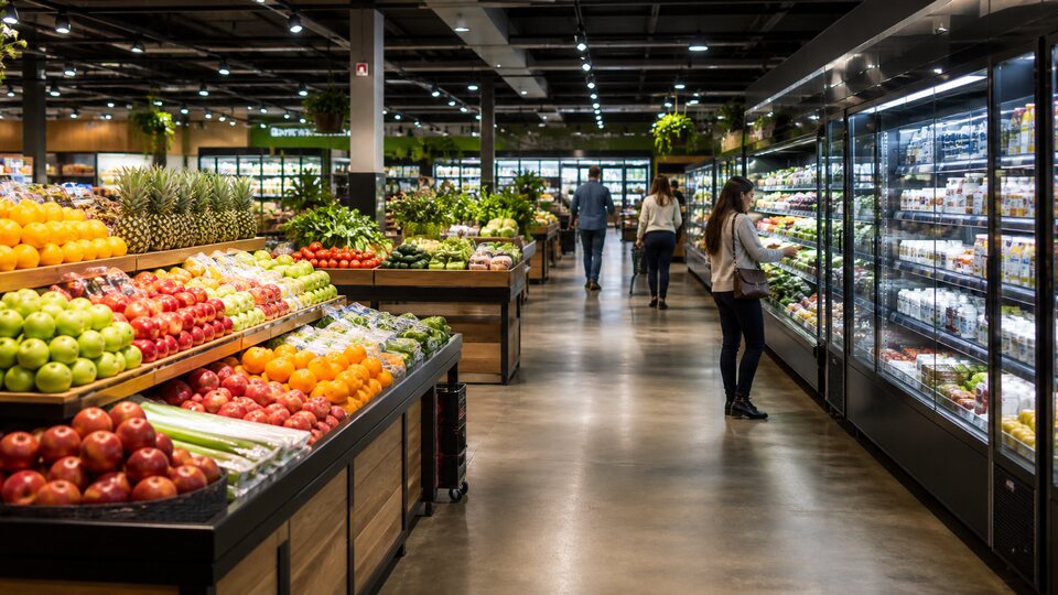 Grocery market interior