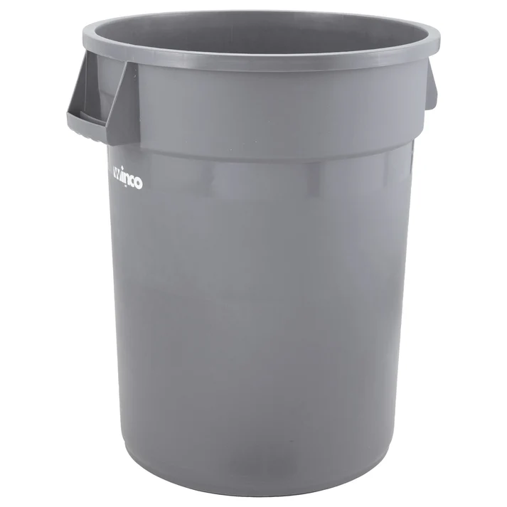 Heavy-Duty Round Trash Can - Gray / 32 Gallon