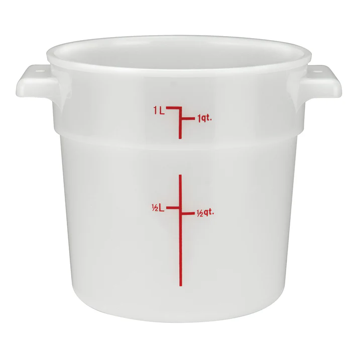 Round Storage Container, White, Polypropylene / 1 qt