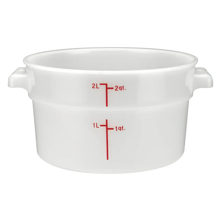 Round Storage Container, White, Polypropylene / 2 Qt