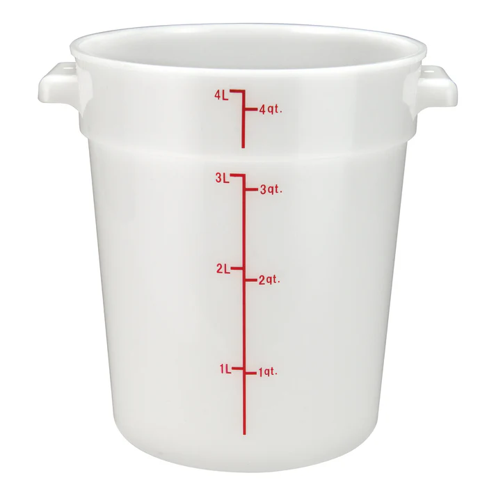 Round Storage Container, White, Polypropylene / 4qt