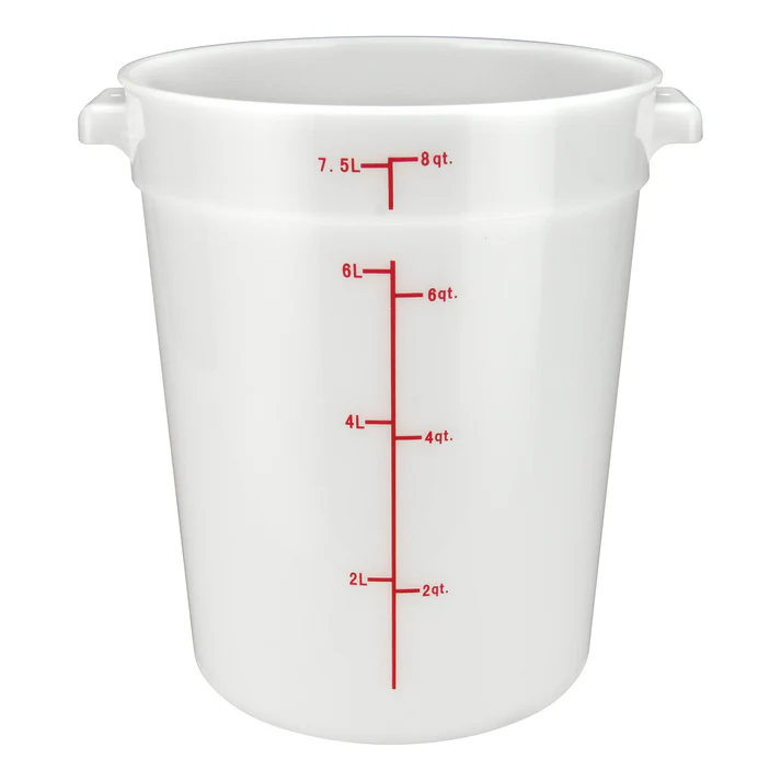 Round Storage Container, White, Polypropylene / 8qt