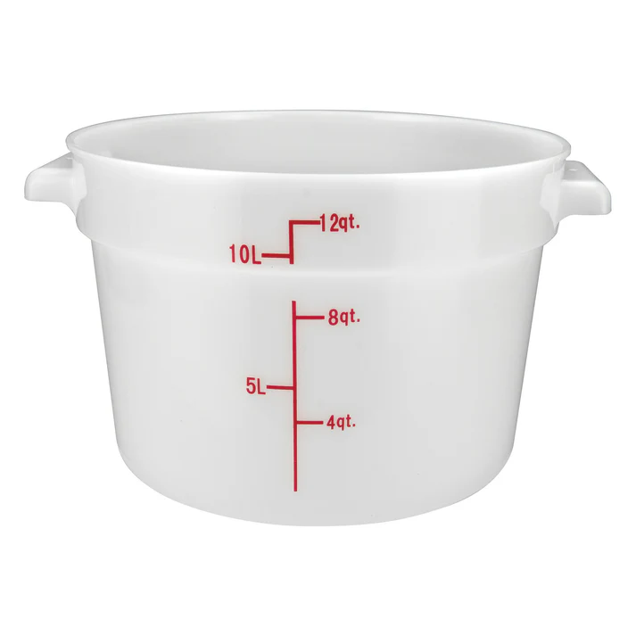 Round Storage Container, White, Polypropylene / 12qt