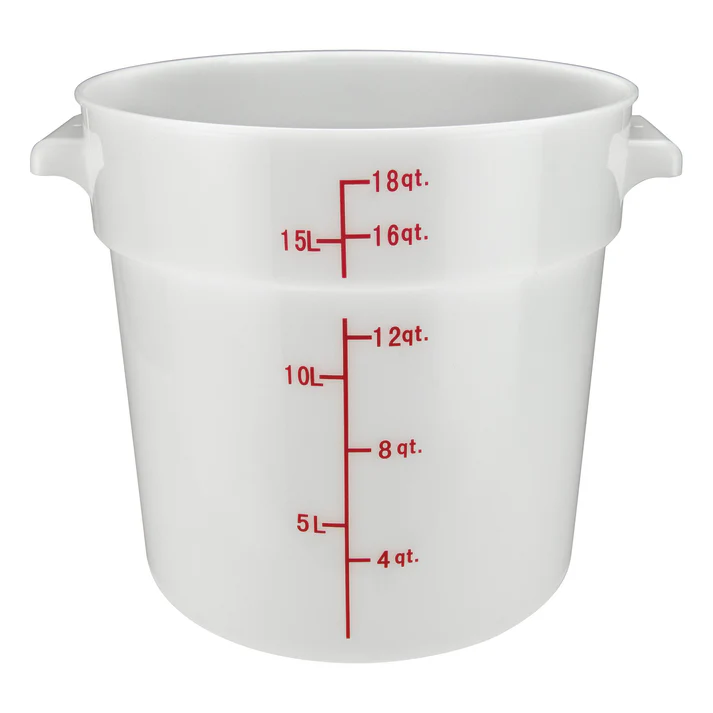 Round Storage Container, White, Polypropylene / 18qt