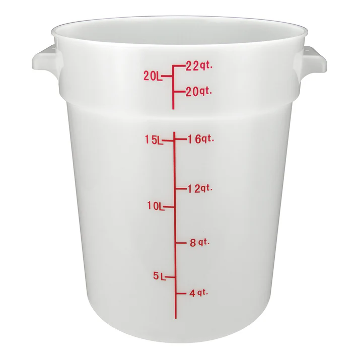 Round Storage Container, White, Polypropylene / 22qt