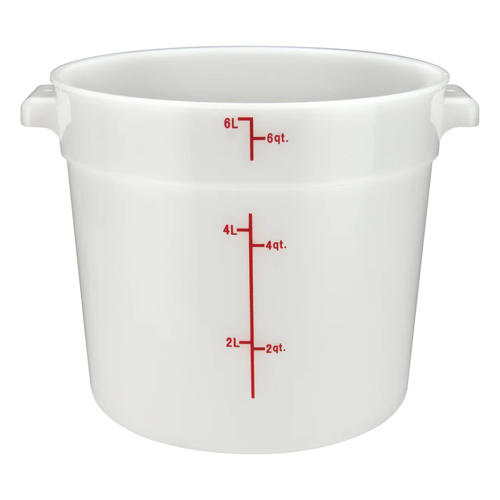 Round Storage Container, White, Polypropylene / 6 Qt