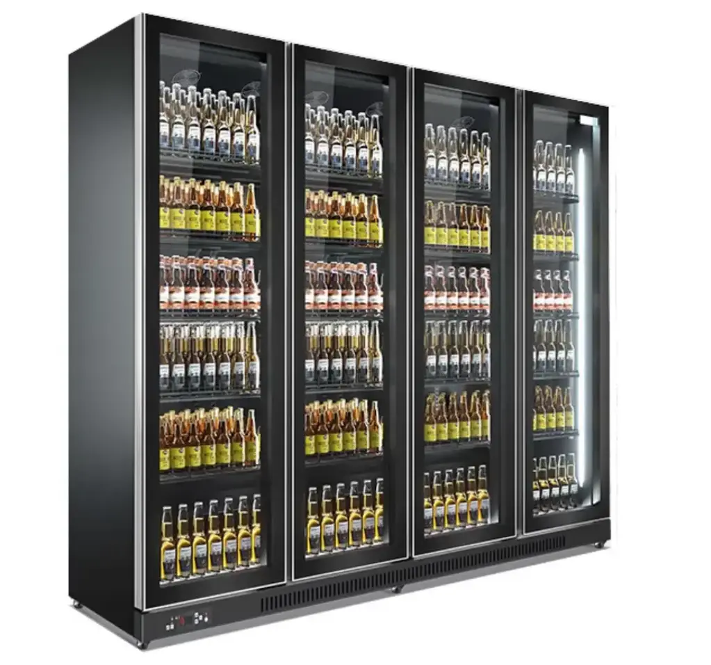 Twin Power Frameless Glass Door Merchandiser / 4 Doors