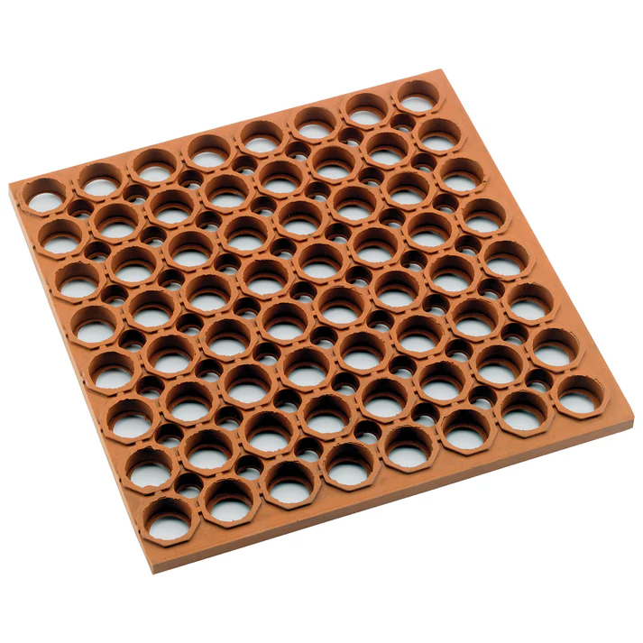 Rubber Floor Mat,  Straight Edge - Black, Rolled / Red