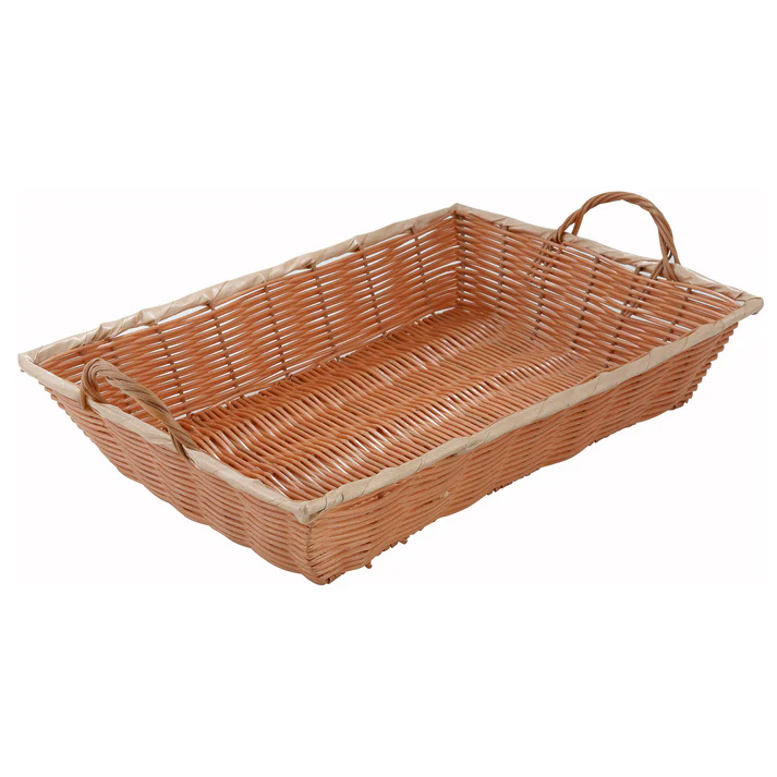 Natural Woven Basket, Rectangular with Handles / 16 " L