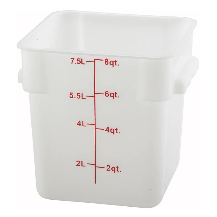Square Storage Container, Translucent, Polypropylene / 8 Qt