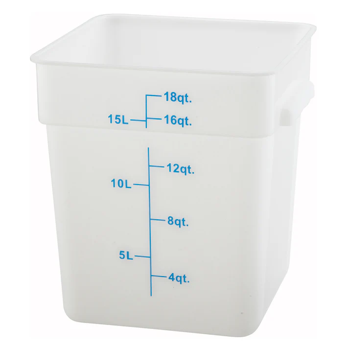 Square Storage Container, Translucent, Polypropylene / 18 Qt