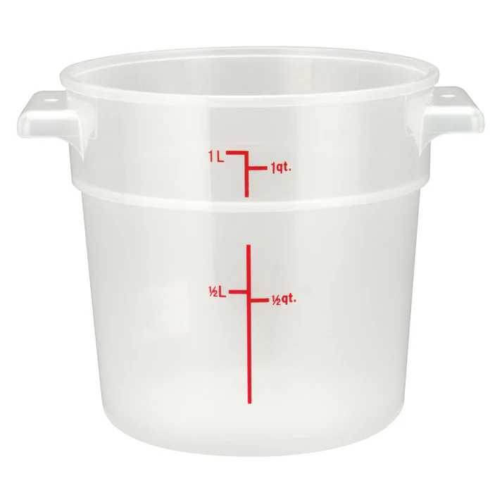 Round Storage Container, Translucent, Polypropylene / 1 qt