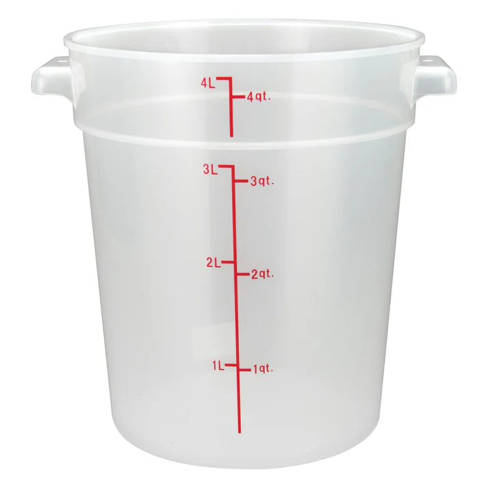 Round Storage Container, Translucent, Polypropylene / 4 Qt