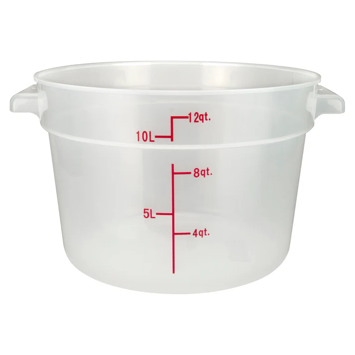 Round Storage Container, Translucent, Polypropylene / 12 Qt
