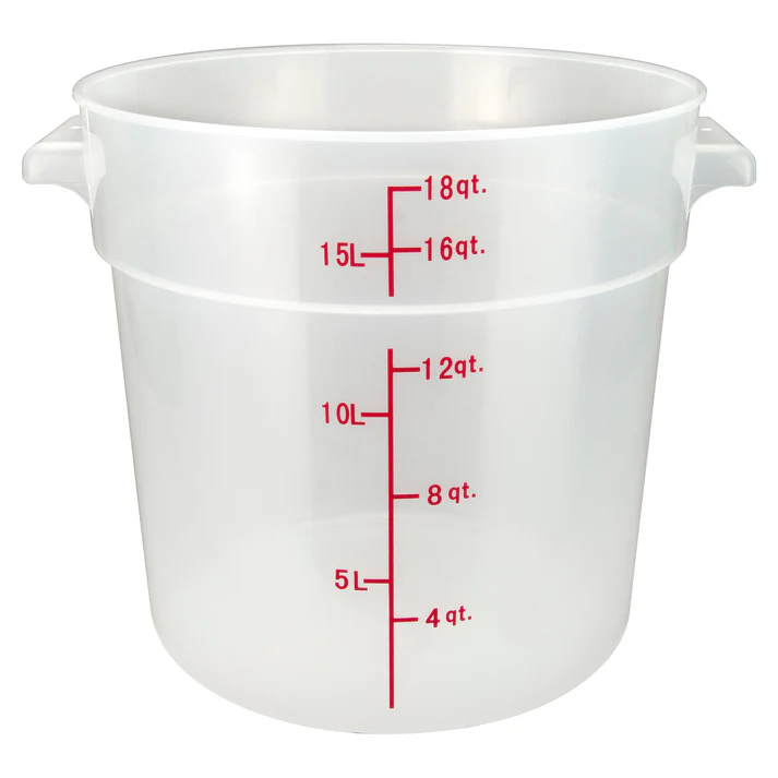 Round Storage Container, Translucent, Polypropylene / 18 Qt