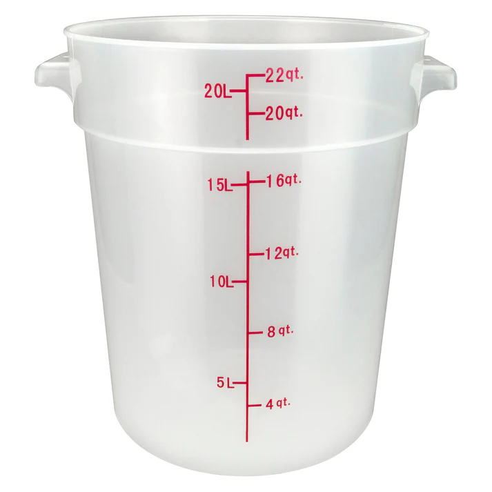 Round Storage Container, Translucent, Polypropylene / 22 Qt