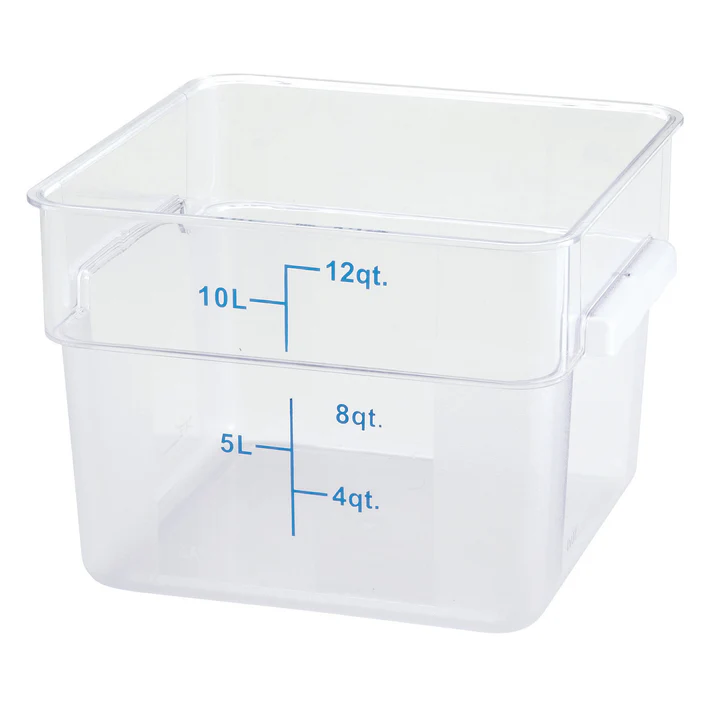 Square Storage Container, Clear Polycarbonate - 12 Quart