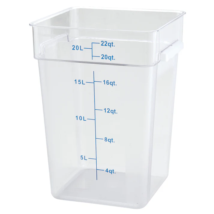  Square Storage Container, Clear Polycarbonate - 22 Quart