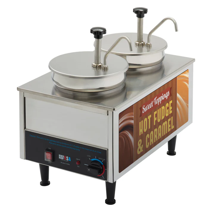 BenchmarkUSA "Hot Fudge & Caramel" Food Warmer - 2 Pumps