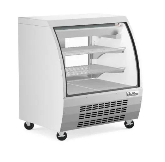Coldline 36" Refrigerated Curved Glass Deli Meat Display Case, Stainless Steel