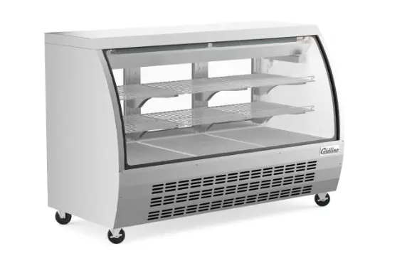 Coldline 64" Refrigerated Curved Glass Deli Meat Display Case, Stainless Steel