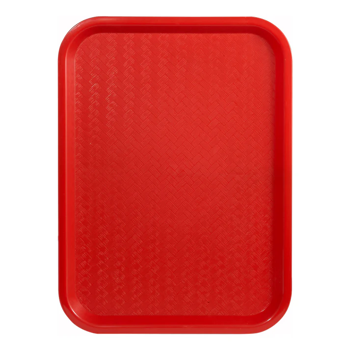  High Quality Plastic Cafeteria Tray - 10" x 14", Red 