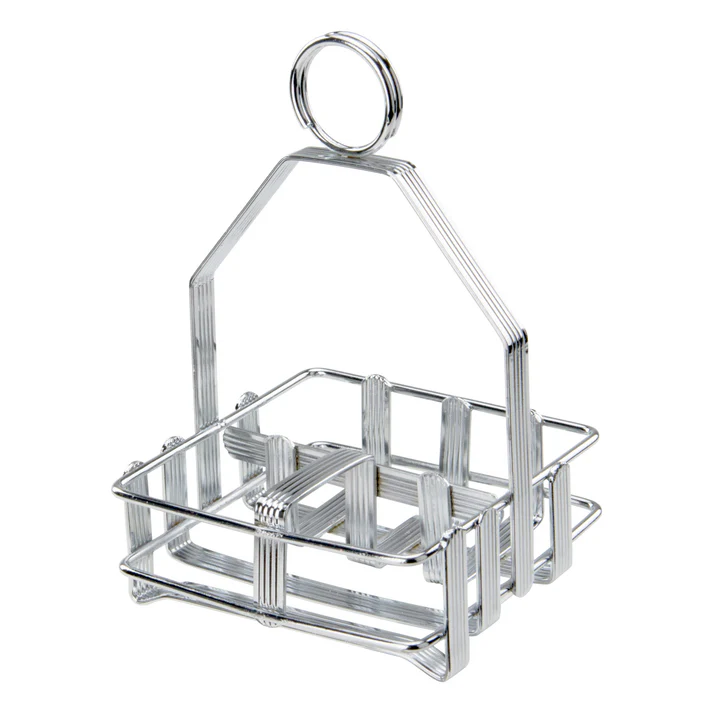 Chrome Plated Cruet Rack for Salt/Pepper Shaker &amp; Sugar Packets