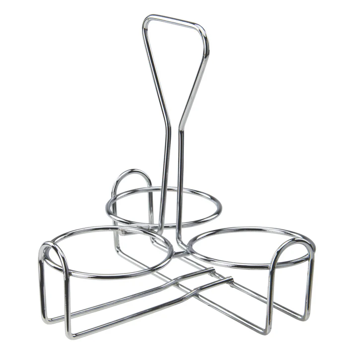 Chrome Plated 3-Ring Condiment Jar Rack