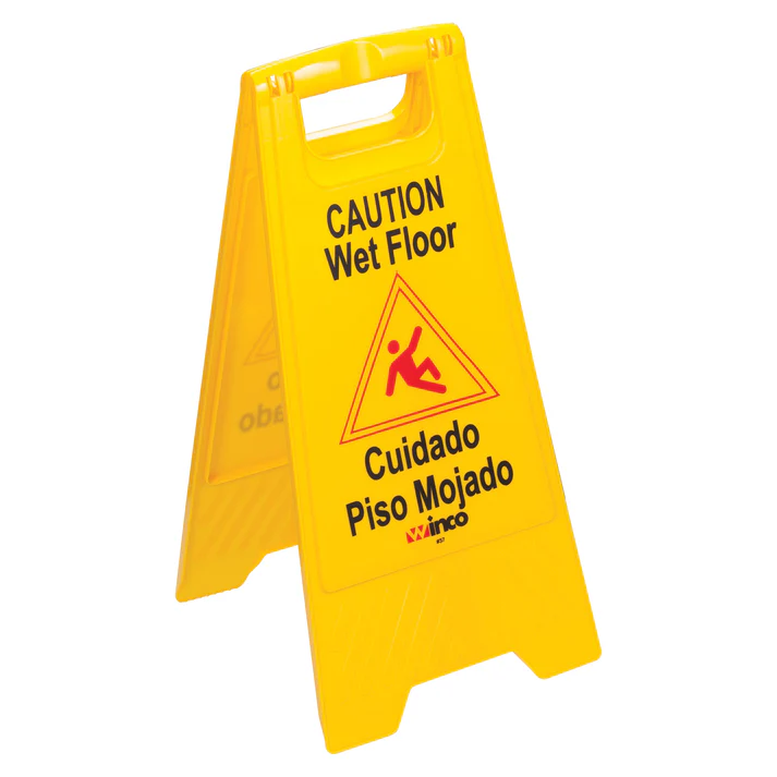 Wet Floor Caution Sign, Fold-out, Yellow
