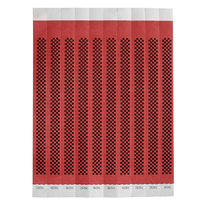 Bar Maid Waterproof Tear-Free Wristbands - Checkerboard (Red/Black) (500 Pieces/Pack)