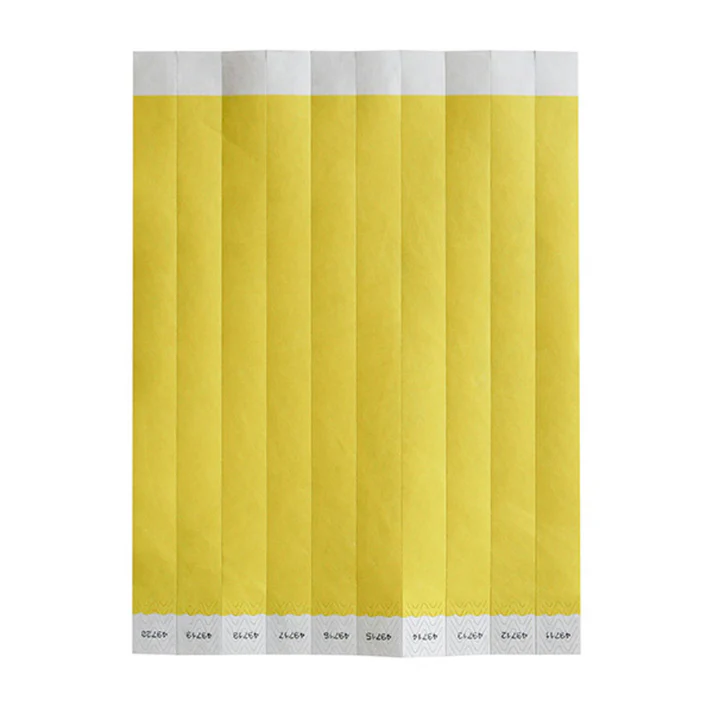 Bar Maid Waterproof Tear-Free Wristbands - Yellow Solid (500 Pieces/Pack)