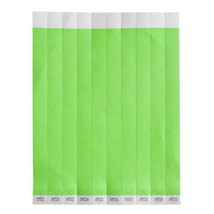 Bar Maid Waterproof Tear-Free Wristbands - Green Solid (500 Pieces/Pack)