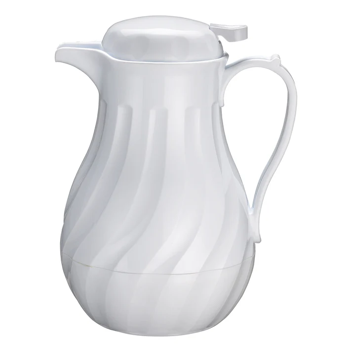 Swirl Pattern Push Button Insulated Beverage Server - White, 42 oz