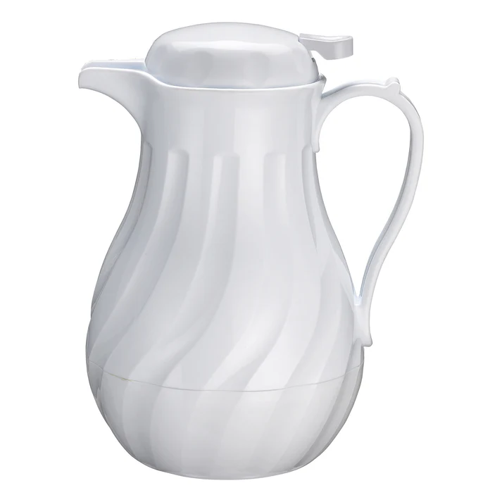 Swirl Pattern Push Button Insulated Beverage Server - White, 20 oz