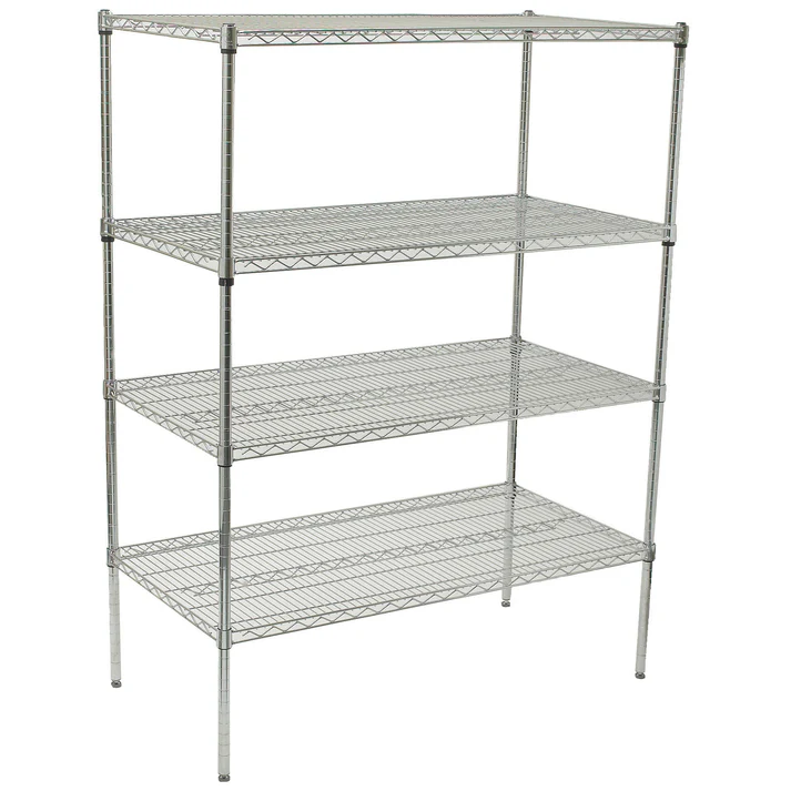 - 4-Tier Wire Shelving Set, Chrome-Plated - 18" x 48"