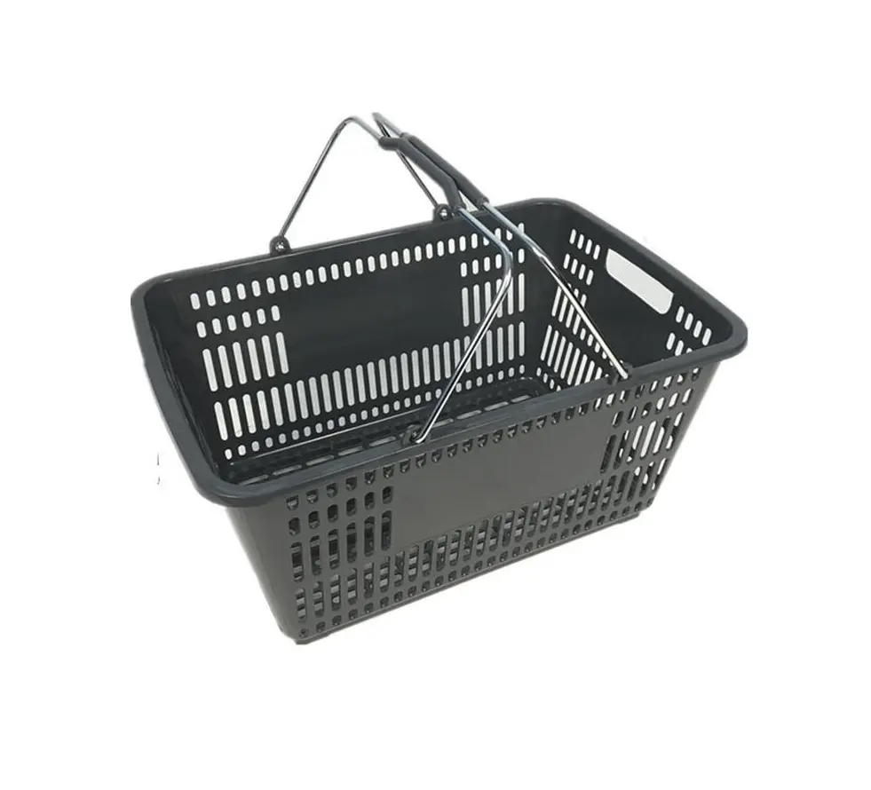 Black Plastic-Steel Shopping Basket