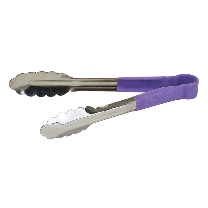 Allergen-Free Stainless Steel Utility Tongs - 9"