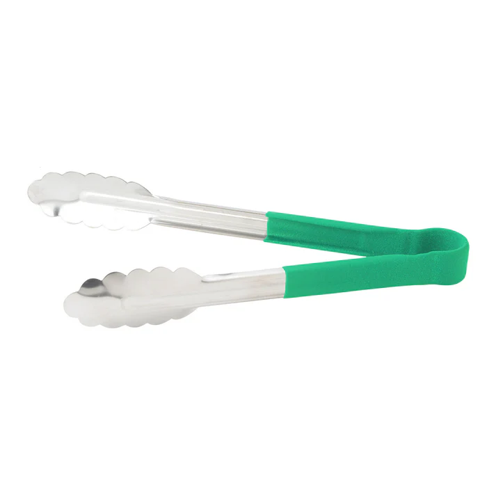Heat Resistant Heavy-Duty Utility Tongs with Polypropylene Handle - 9", Green