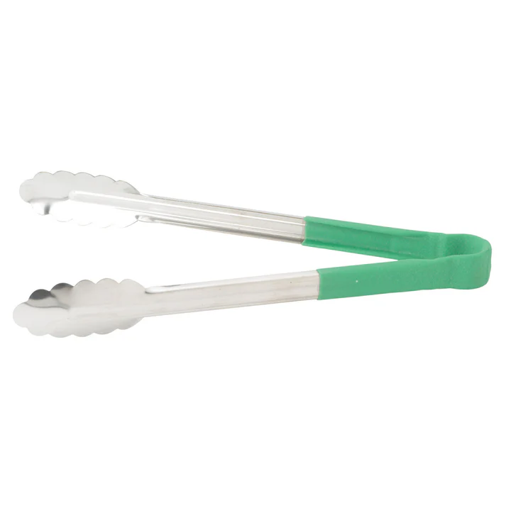 Heat Resistant Heavy-Duty Utility Tongs with Polypropylene Handle - 12", Green