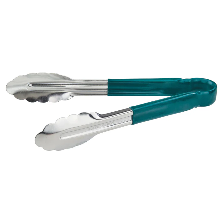 Heavy-Duty Utility Tongs with Plastic Handle - 9", Green