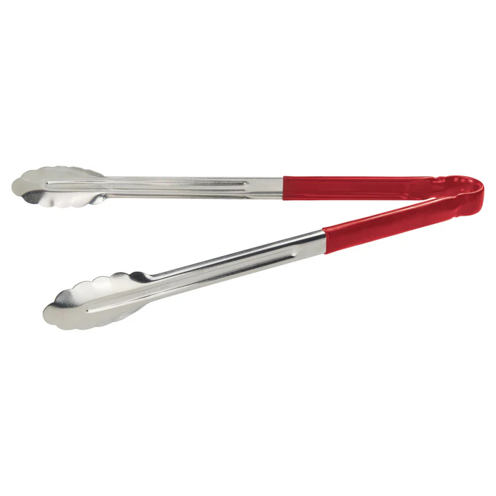  Heavy-Duty Utility Tongs with Plastic Handle - 16", Red