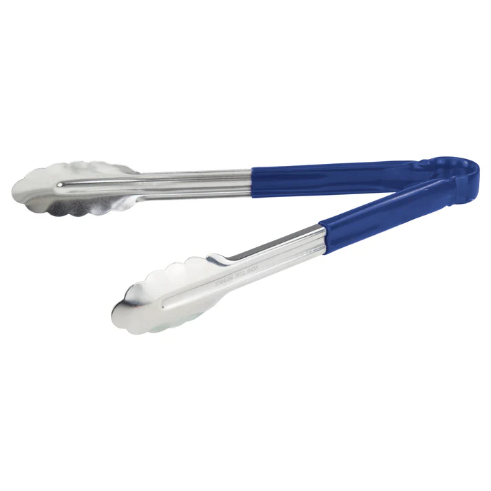 Heavy-Duty Utility Tongs with Plastic Handle - 12", Blue