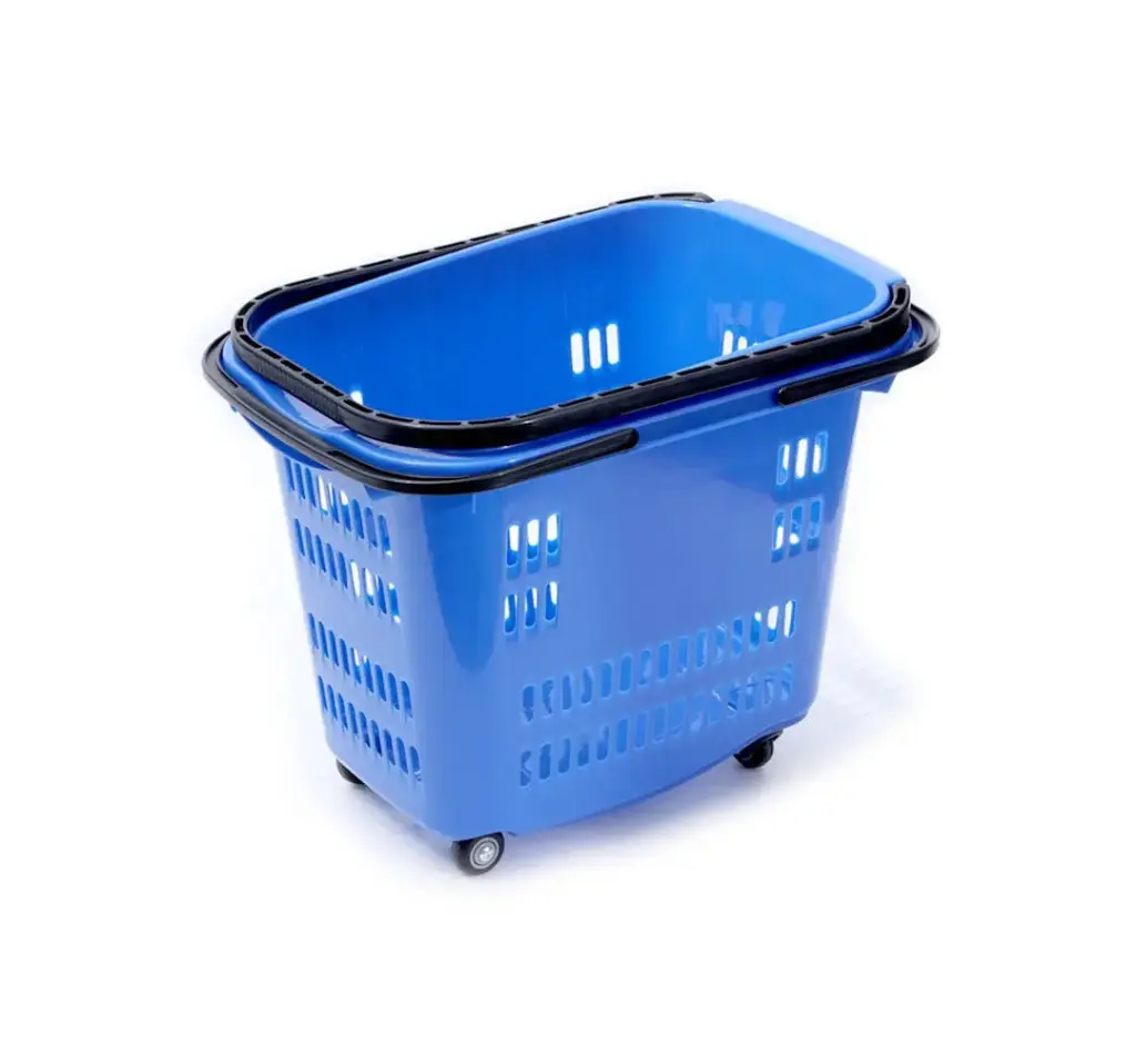 Blue Shopping Basket on Wheels