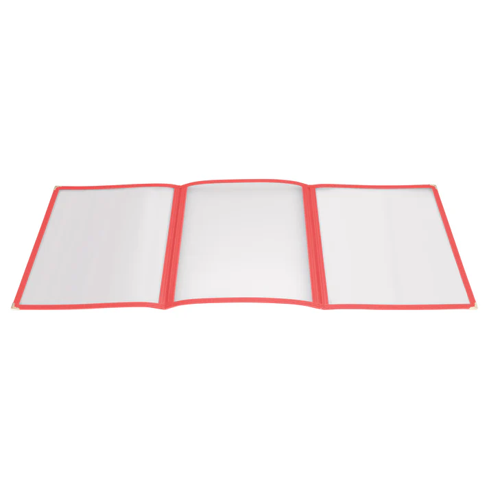 Tri-Fold Triple Panel Menu Cover, 9-1/2" x 12-1/8" - Red