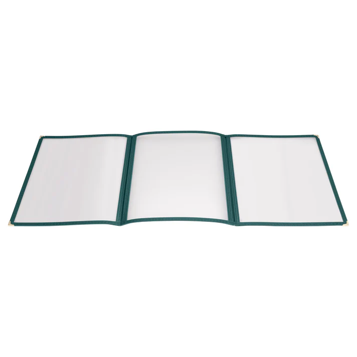 Tri-Fold Triple Panel Menu Cover, 9-1/2" x 12-1/8" - Green