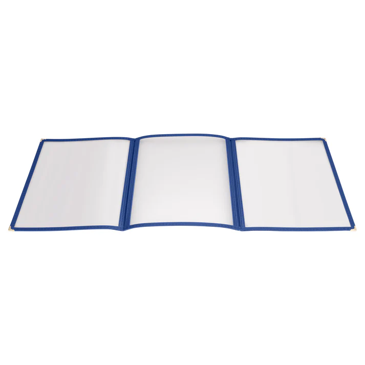 Tri-Fold Triple Panel Menu Cover, 9-1/2" x 12-1/8" - Blue