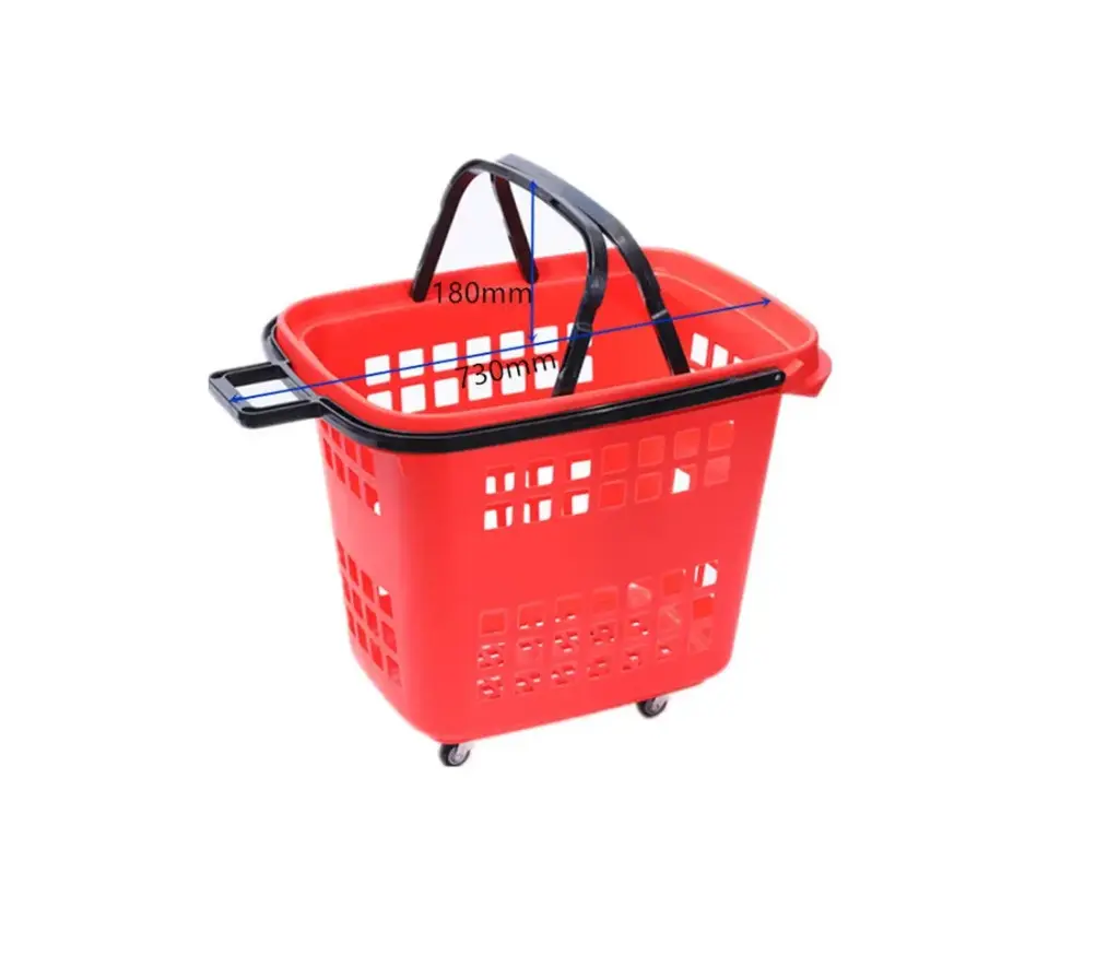 Red Shopping Basket on Wheels