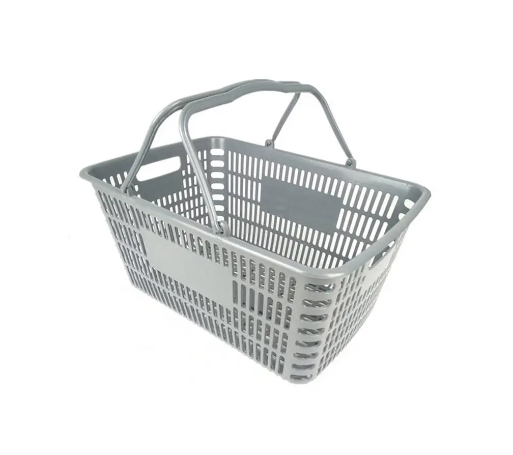 Gray Double Plastic Shopping Basket