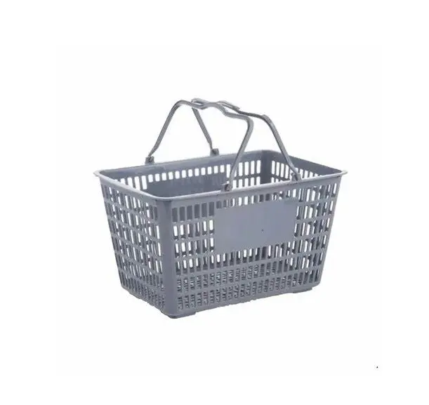 Gray Plastic Shopping Basket with Handles