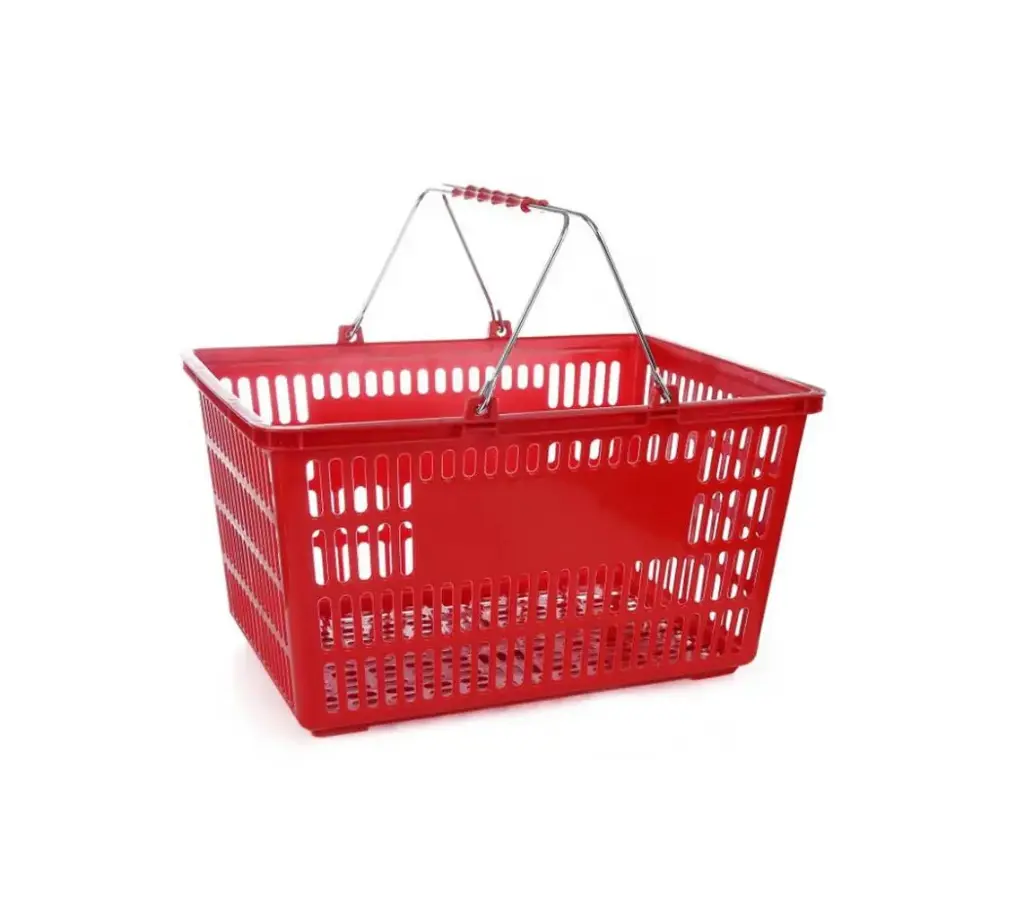 Red Large Shopping Basket with Chrome Handle